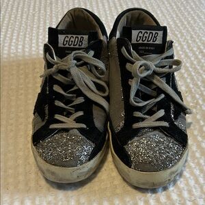 Silver glitter and black Golden Goose sneakers 38